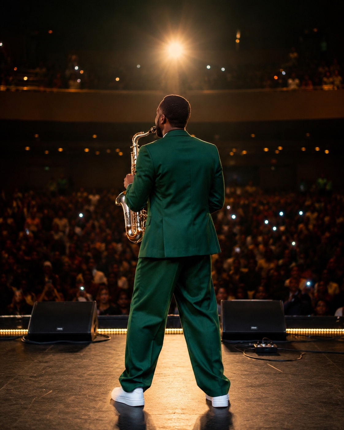 Viktor Sax performing from the stage